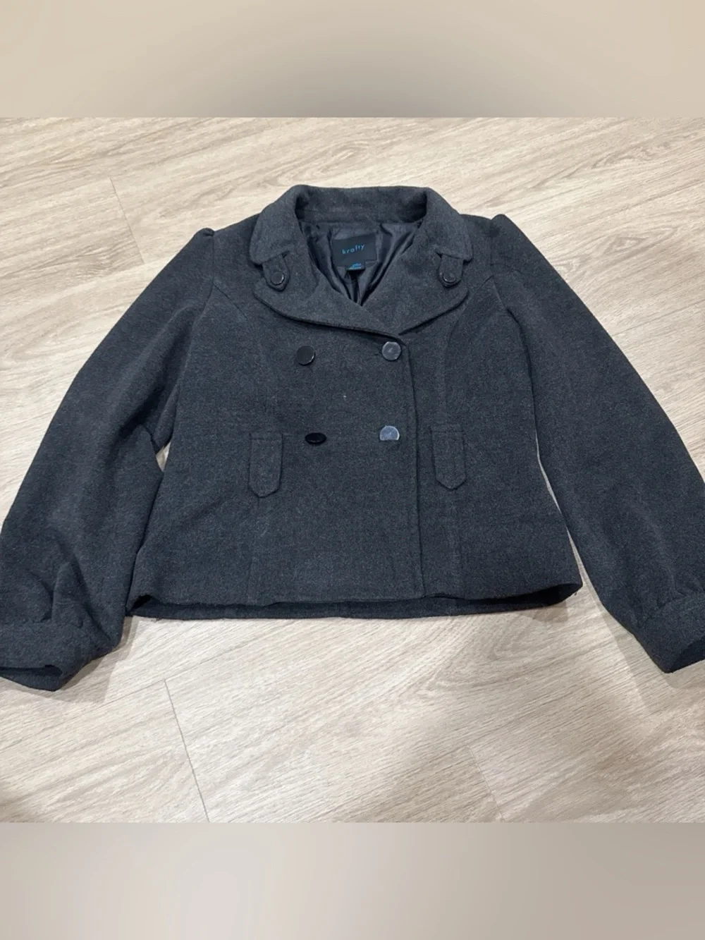 Women's Double-Breasted Black Peacoat Jacket